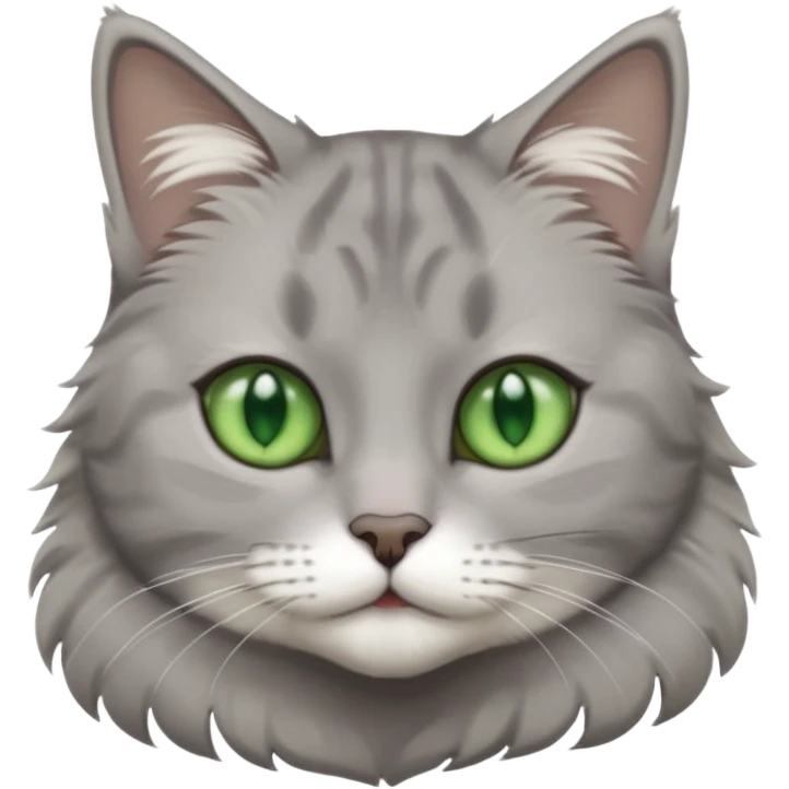 beautiful female grey cat with green eyes, white paws and white chest emoji