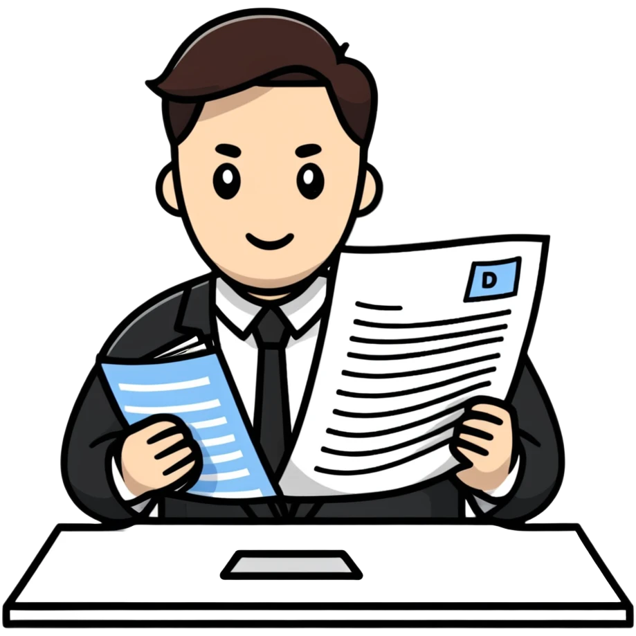 Manager employer reviewing documents with employees emoji