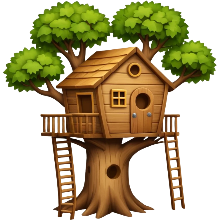 letter W on a treehouse in a tree emoji