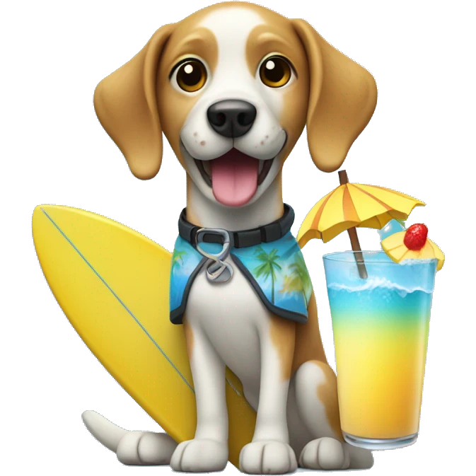 Surfing dog holding a pina colada  emoji