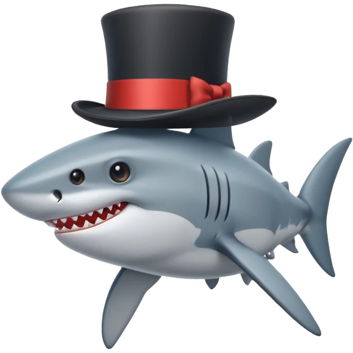 Shark with a top hat emoji