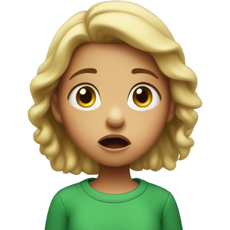 shocked little girl in a green sweetshirt emoji