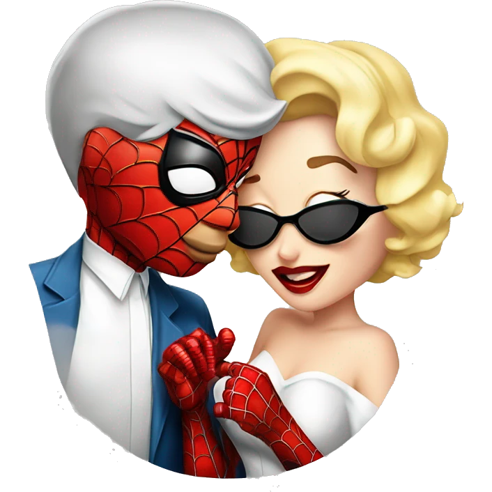 Spider-Man and Marilyn Monroe kissing emoji