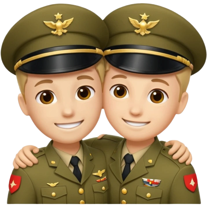 dos soldados dando es un abrazo de solidaridad de fraternidad emoji