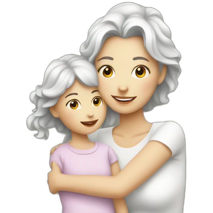 White colour mom and daughter happy  emoji
