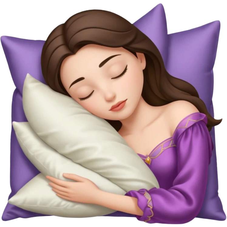 sleeping beauty brunette white girl with a silk pillow emoji