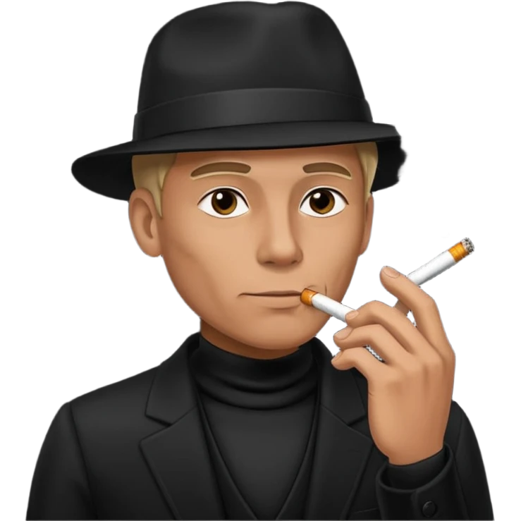 man in black smoking emoji