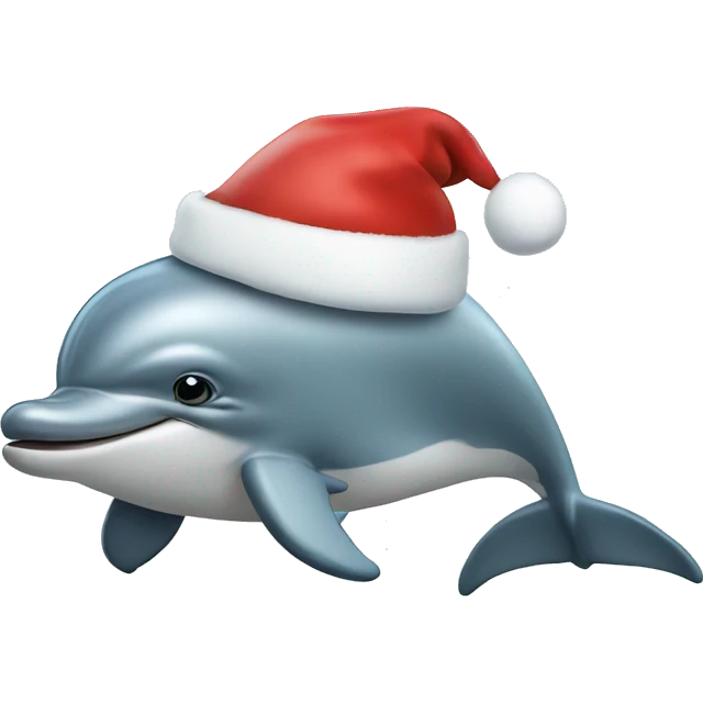 Dolphin with Santa hat emoji