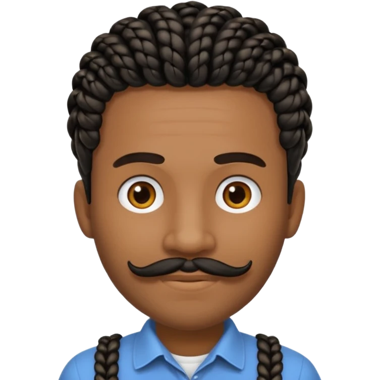 Hazme un emoji de un hombre negro con trenzas cortas y una pequeña perilla sin bigote emoji