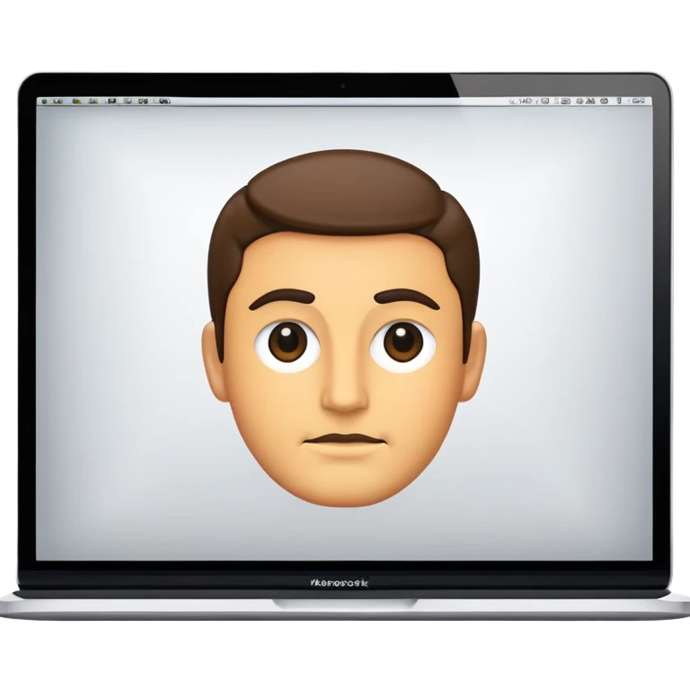 MacBook with a face in an office emoji