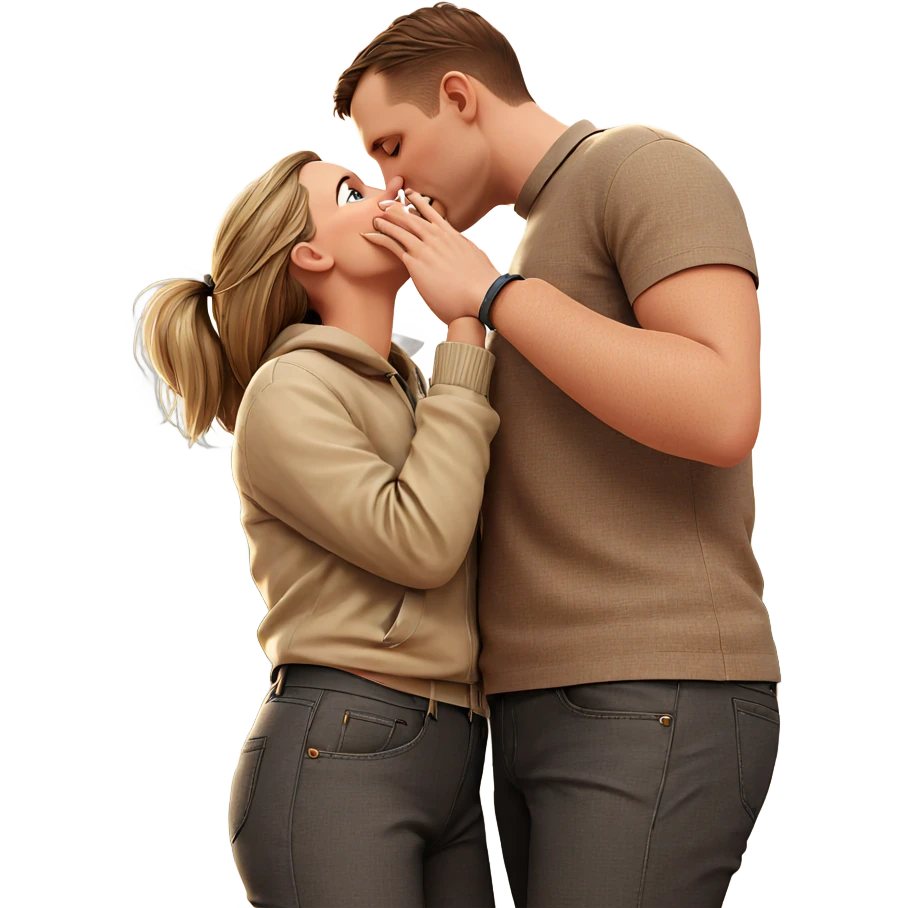 couple sharing a kiss outdoors emoji