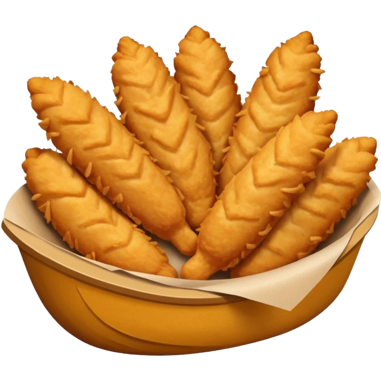 5 breaded chicken tenders in a paper food boat  emoji