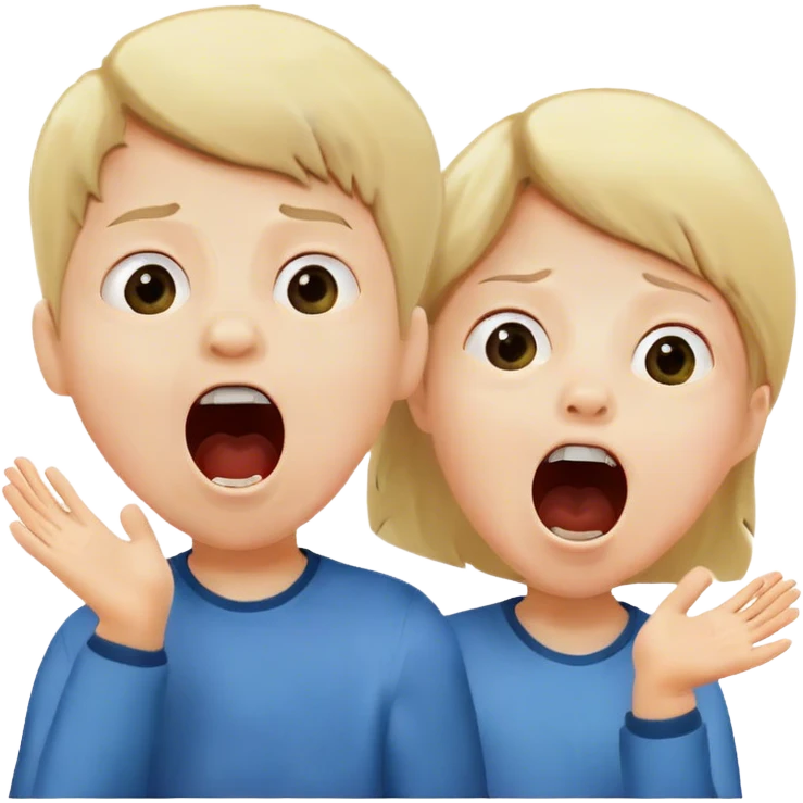two children scream loudly looking up at full height emoji