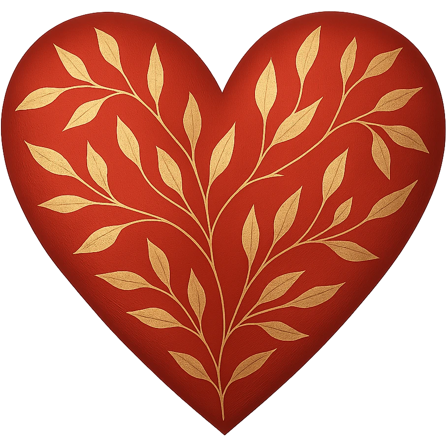heart with a delicate gold leaf overlay, remove background emoji