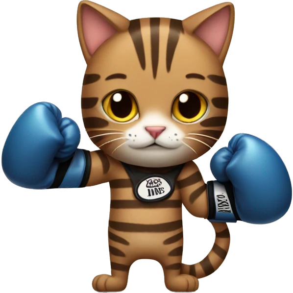 Striped brown cat with boxing gloves emoji