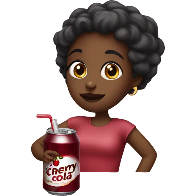 Black girl drinking can of cherry cola  emoji
