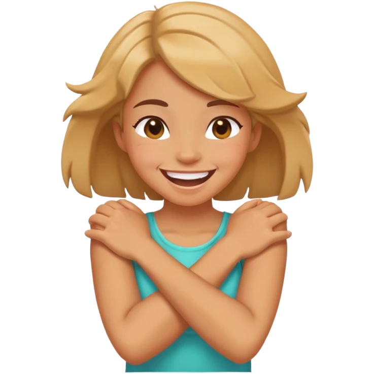 Arms crossed holding neck laughing girl emoji