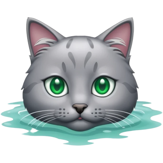 Grey cat swimming emoji