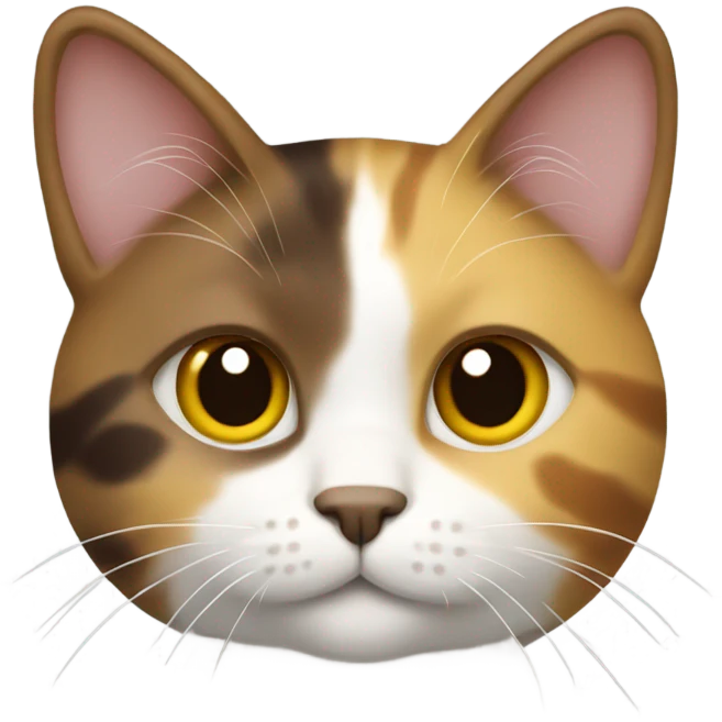 3-color small cat, brown-white-yellow emoji