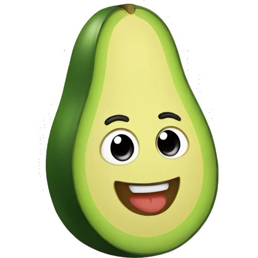 avocado with a very happy face emoji