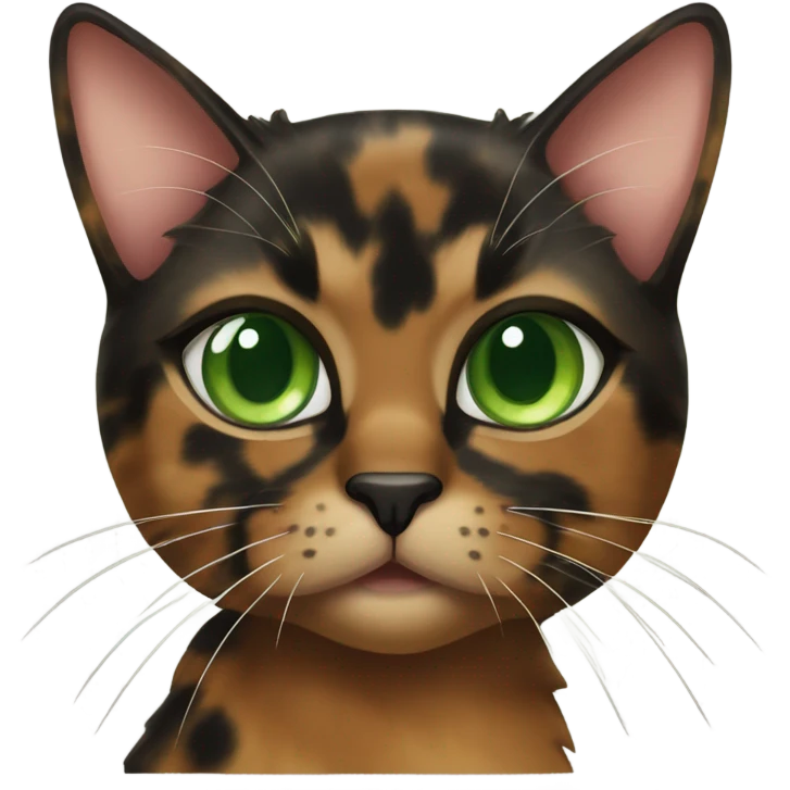 a tortoise cat with green eyes emoji