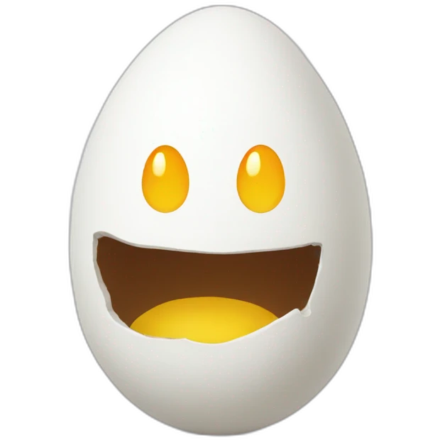 A white egg with mad face emoji