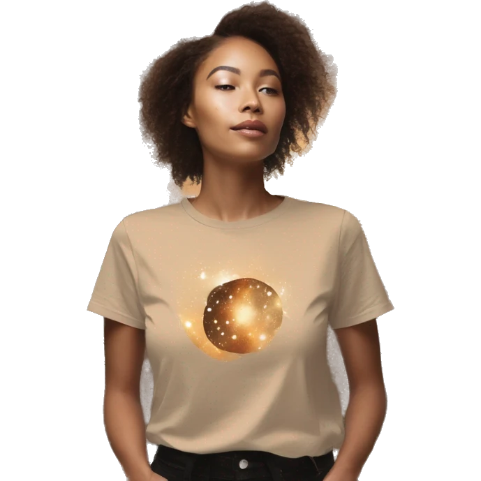 Person wearing vintage sepia T shirt with nebulas galaxies and constellations star map celestial illustration t shirt emoji