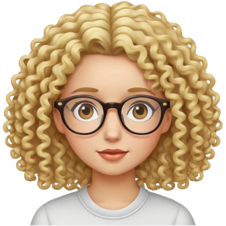 Blond curly haired girl with glasses emoji