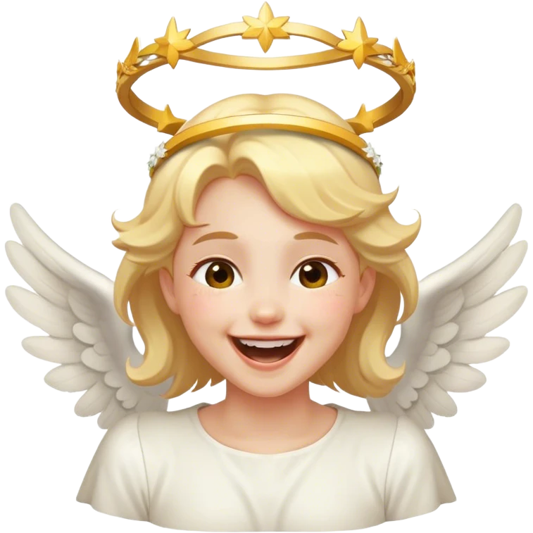Laughing with angel halo emoji