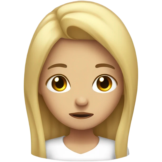 Girl with blonde hair brown eyes crying with a sad smile  emoji