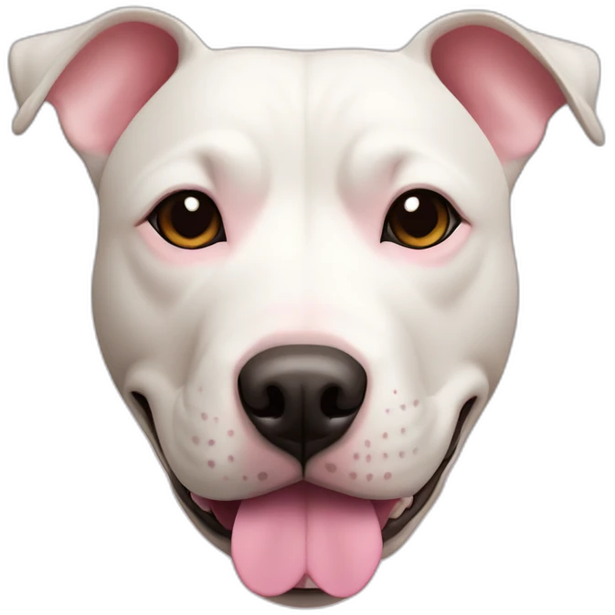 White staffy bull terrier cross with light tan patch and pink nose emoji