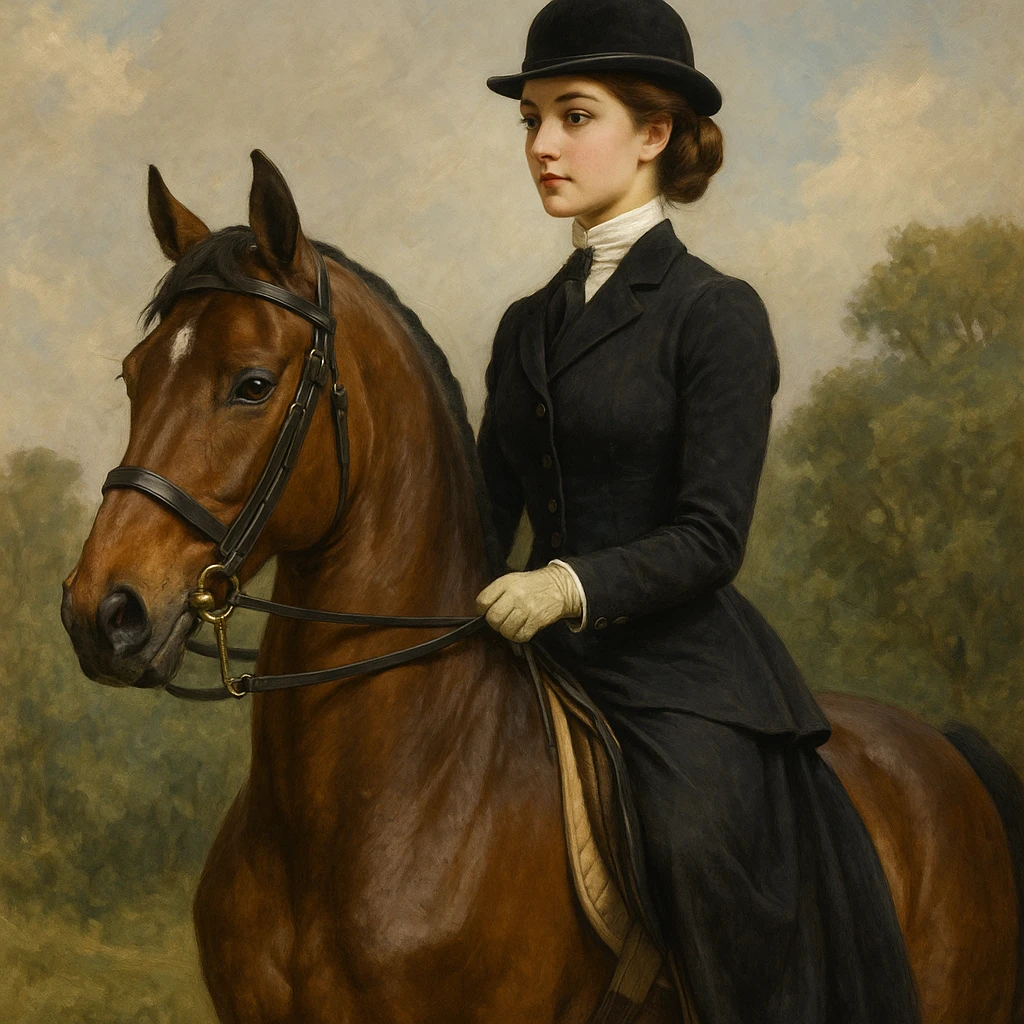 equestrian girl on horseback, elegant and detailed emoji