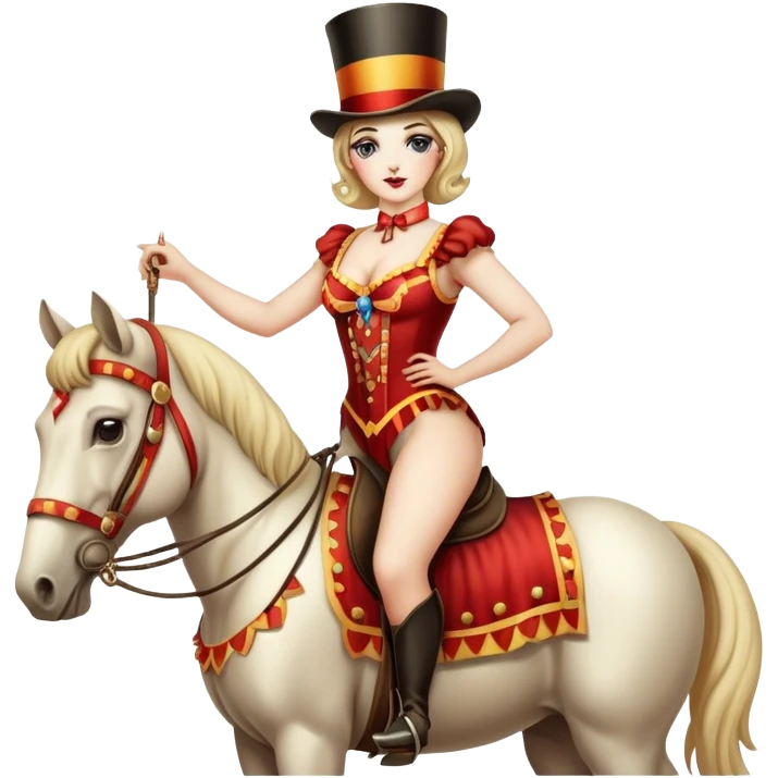 Vintage circus woman standing on horse emoji