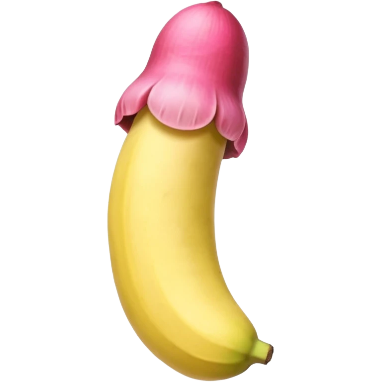 beige skin color and pink cylindrical shaft penis, erect, phallus shape, no face, shaped similar to peeled banana, with pink mushroom cap tip at one end emoji