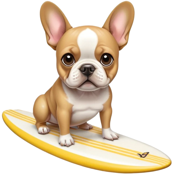 french bulldog on a surf board emoji