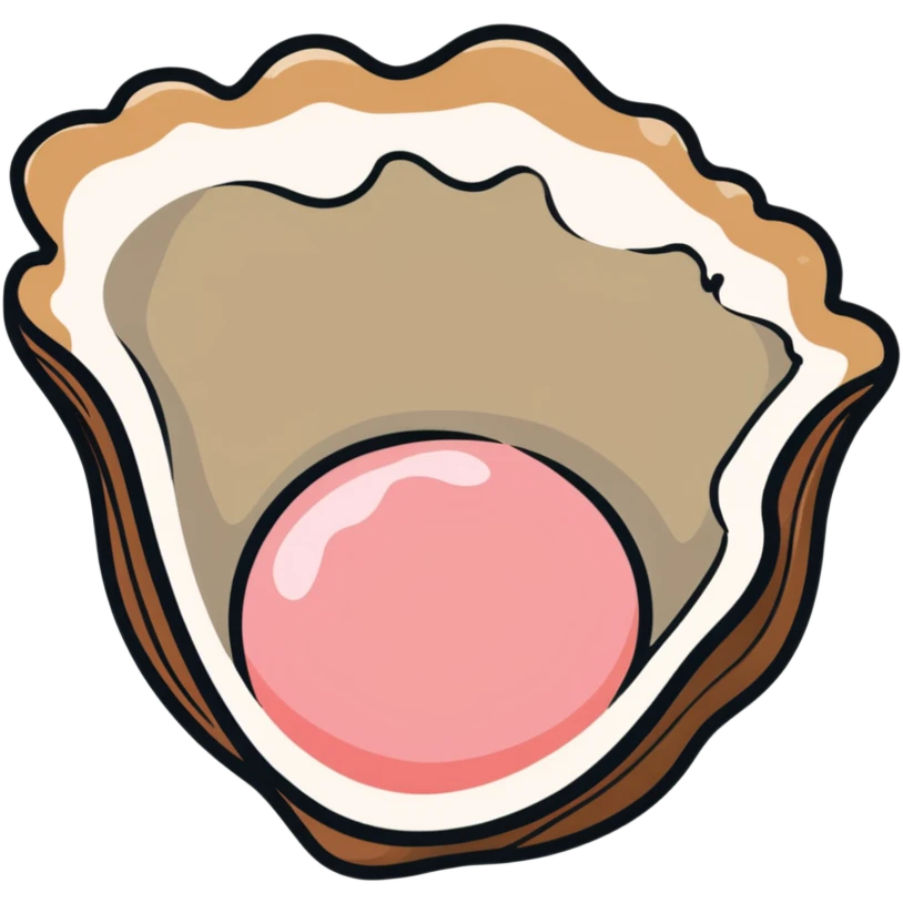 Brown shelled oyster with pink flesh inside and white pearl emoji
