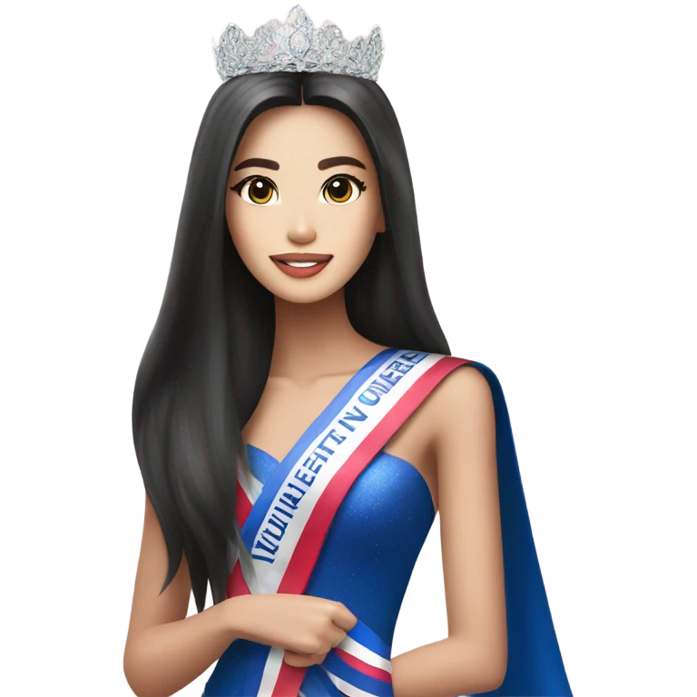 Miss Universe Thailand with long straight hair and a sash emoji