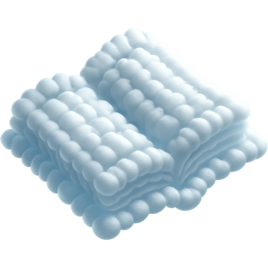 thick open book viewed from above, made entirely of small very bright white fluffy convex clouds, matte glass style, no background emoji