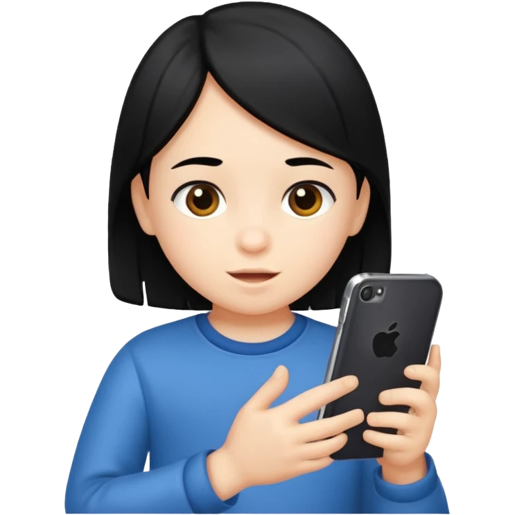 un niño de entre 3 - 10 años jugando con su celular (pelo negro) emoji