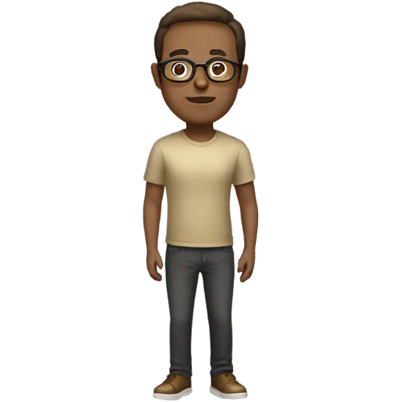 full body man with short brown hair and gold glasses emoji