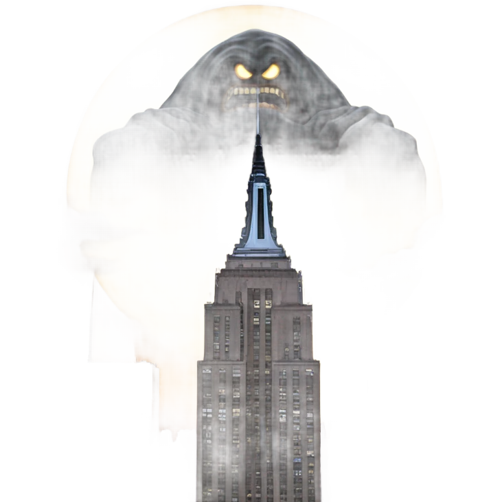 Giant Dark entity standing by Empire State Building  emoji