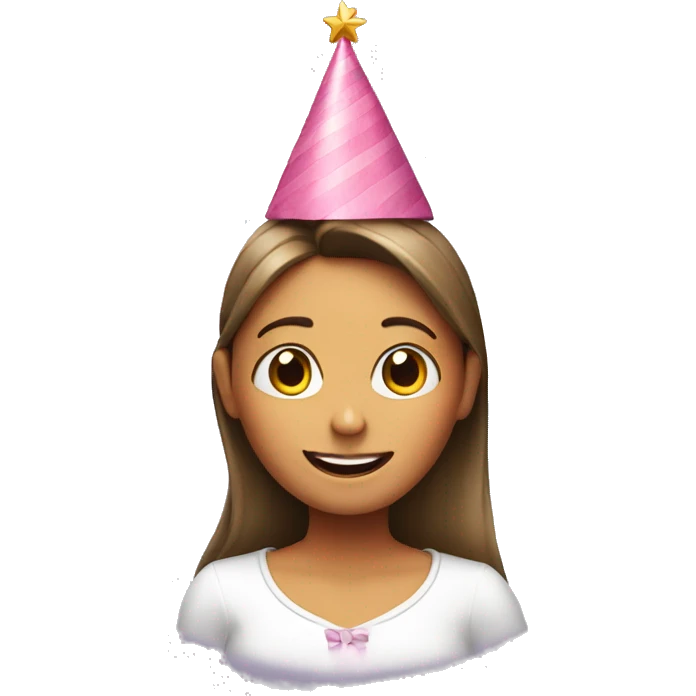 Girl exited with birthday hat emoji