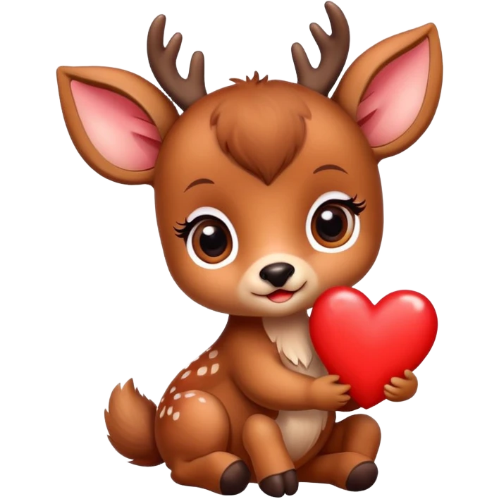 Cute baby deer holding a heart emoji