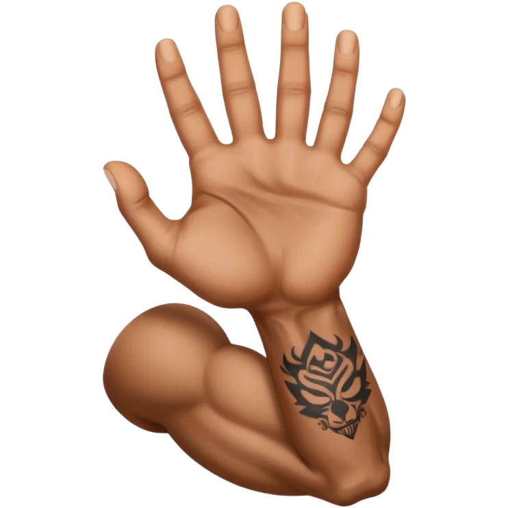 hand muscle that has a tattoo on it emoji