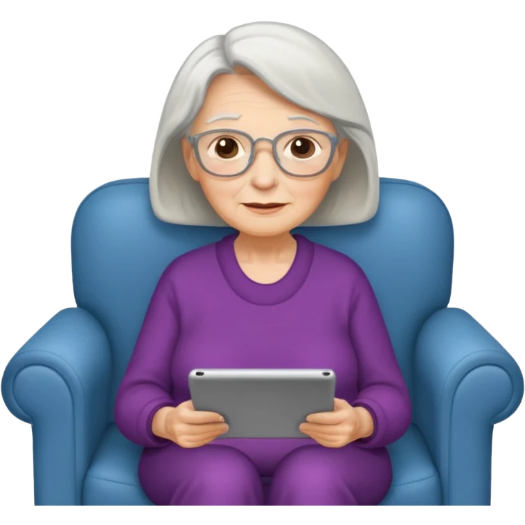 Rentnerin auf der Couch mit Tablet  emoji