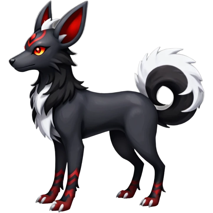 Shiny Exotic Excessive Mysterious Houndoom-Mightyena-Pokémon-Fakémon-hybrid-creature (full body) emoji
