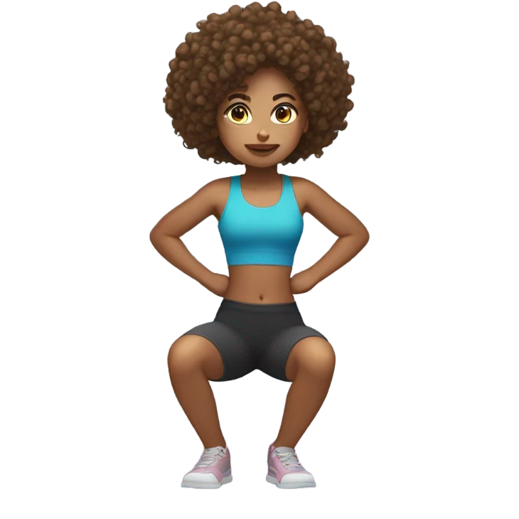 Curly girl doing squats  emoji