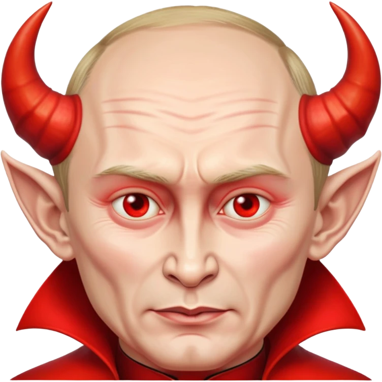 Putin as a devil with lifelike facial features and intricate devil elements emoji
