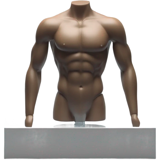 male mannequin abs cubes inside a glass cube on a stand isometric view emoji