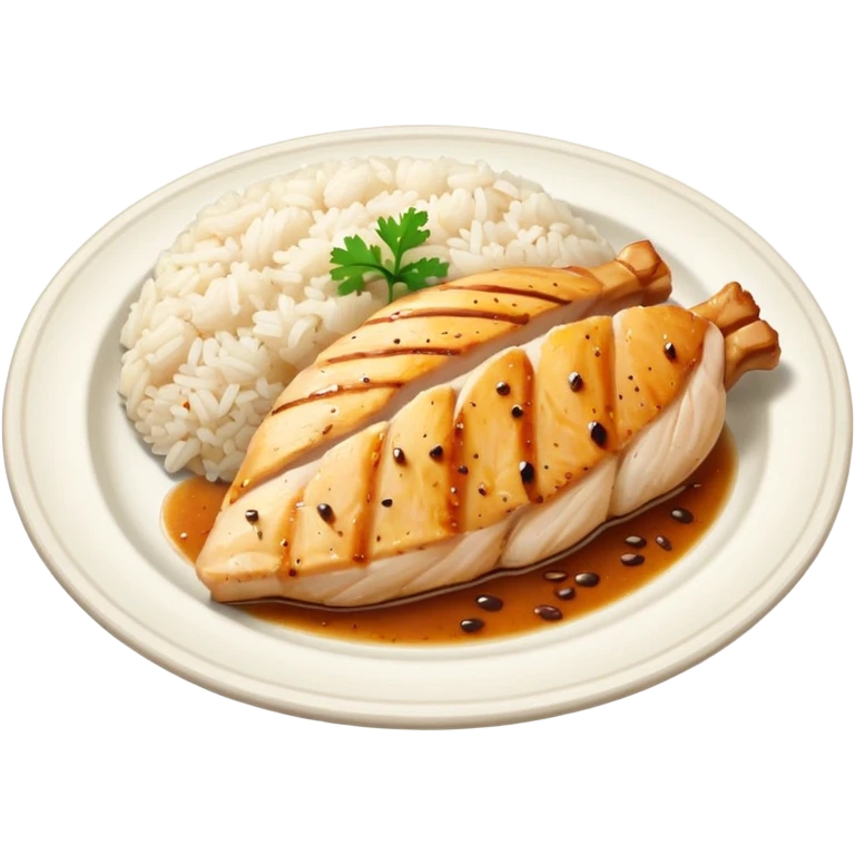Breast and rice in a plate emoji